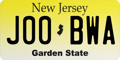 NJ license plate J00BWA