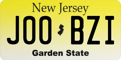 NJ license plate J00BZI