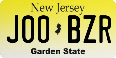 NJ license plate J00BZR
