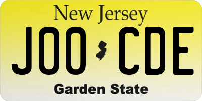 NJ license plate J00CDE