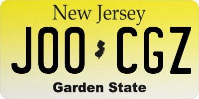 NJ license plate J00CGZ