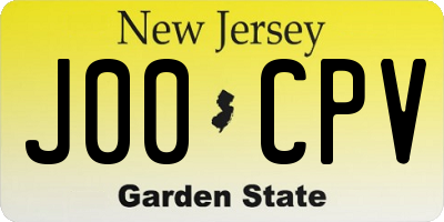 NJ license plate J00CPV
