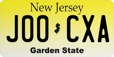 NJ license plate J00CXA