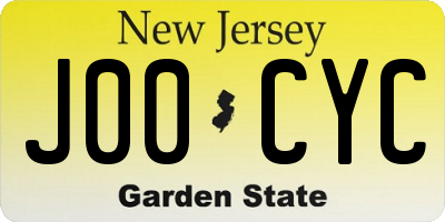 NJ license plate J00CYC