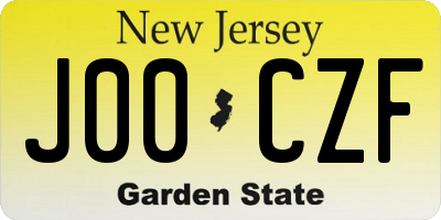 NJ license plate J00CZF