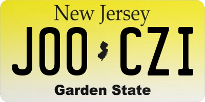 NJ license plate J00CZI