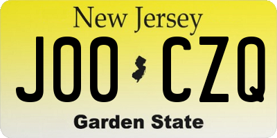 NJ license plate J00CZQ
