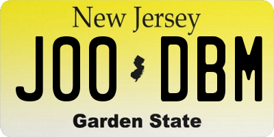 NJ license plate J00DBM
