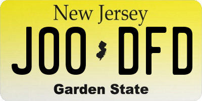 NJ license plate J00DFD