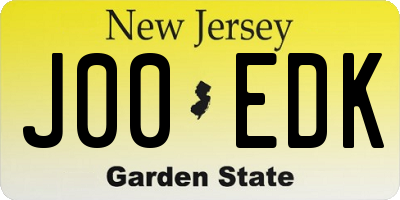 NJ license plate J00EDK