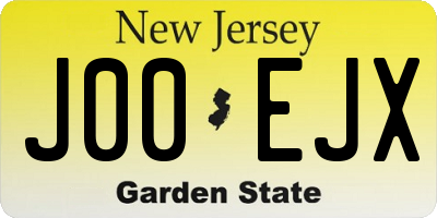 NJ license plate J00EJX