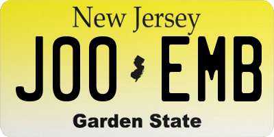 NJ license plate J00EMB
