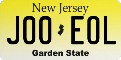 NJ license plate J00EOL