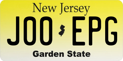 NJ license plate J00EPG