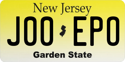 NJ license plate J00EPO