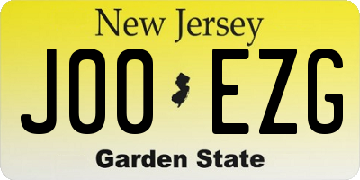 NJ license plate J00EZG