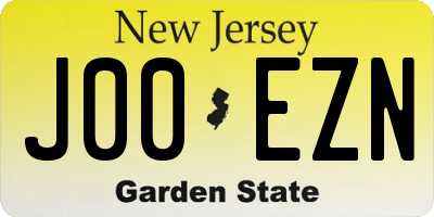 NJ license plate J00EZN