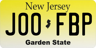 NJ license plate J00FBP