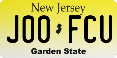 NJ license plate J00FCU