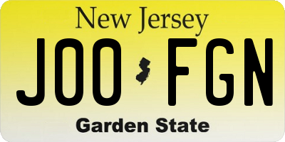 NJ license plate J00FGN