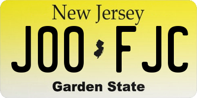 NJ license plate J00FJC