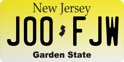 NJ license plate J00FJW