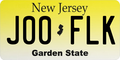 NJ license plate J00FLK