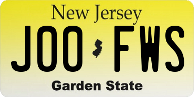 NJ license plate J00FWS