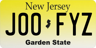 NJ license plate J00FYZ