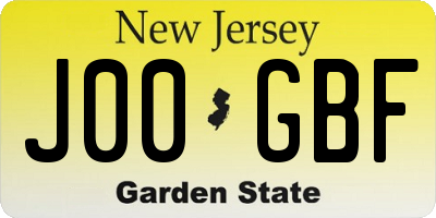 NJ license plate J00GBF