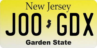 NJ license plate J00GDX