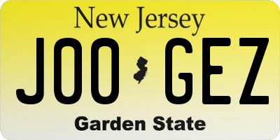 NJ license plate J00GEZ