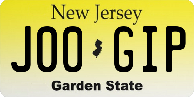 NJ license plate J00GIP