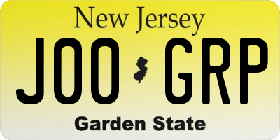 NJ license plate J00GRP
