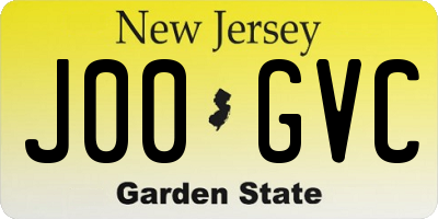 NJ license plate J00GVC