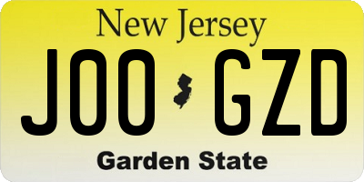 NJ license plate J00GZD