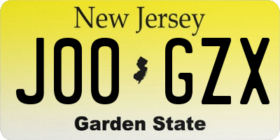 NJ license plate J00GZX