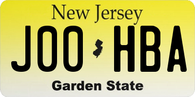 NJ license plate J00HBA