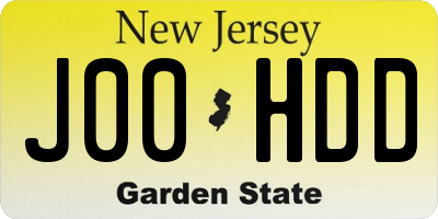 NJ license plate J00HDD