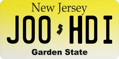 NJ license plate J00HDI