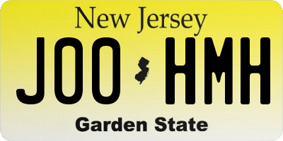 NJ license plate J00HMH