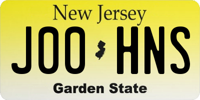 NJ license plate J00HNS