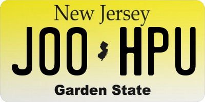 NJ license plate J00HPU