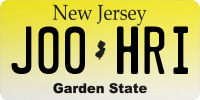 NJ license plate J00HRI