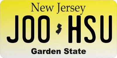 NJ license plate J00HSU