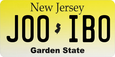 NJ license plate J00IBO
