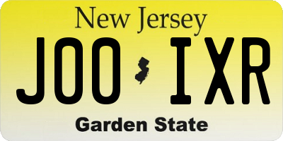 NJ license plate J00IXR