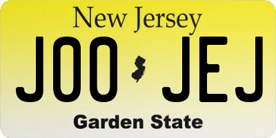 NJ license plate J00JEJ