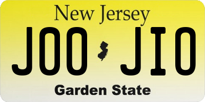 NJ license plate J00JIO