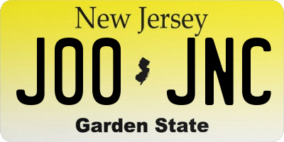 NJ license plate J00JNC
